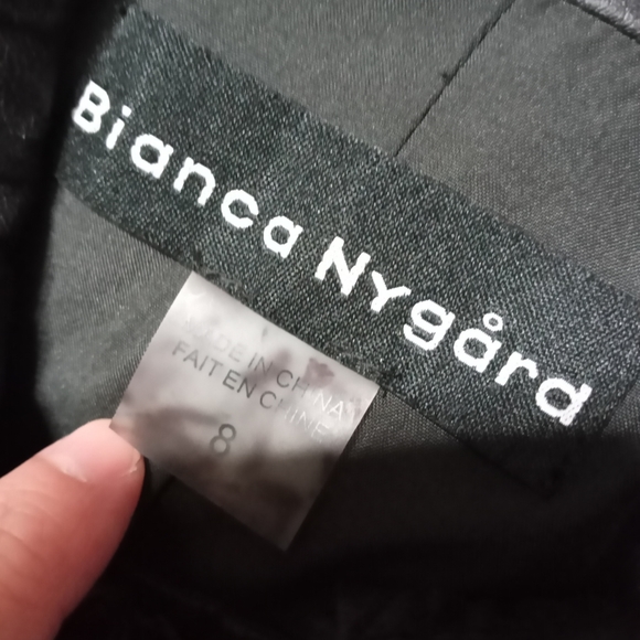 Black Faux Leather Bianca Nygard Jacket Sz8 - Picture 4 of 5